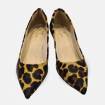 Scarpin Onça Pelinho Salto Baixo e Modelo Confort Couro Scarpin Onça Pelinho Salto Baixo e Modelo Confort Couro