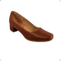 Scarpin ortopédico Usaflex Couro salto robusto detalhes Aj0106