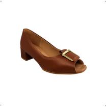 Scarpin peep toe fivela salto robusto ortopédico social AJ0107