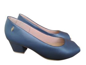 Scarpin Peep Toe Usaflex couro macio New BLUE salto bloco Scarpin Peep Toe Usaflex couro macio New BLUE salto bloco