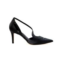 Scarpin Preto com Vinil Werner Salto Médio Fino 8,0cm