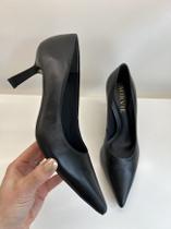 Scarpin Preto Couro Salto Taça Scarpin Preto Couro Salto Taça