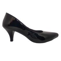 Scarpin Preto Verniz Salto Baixo Fino Scarpin Preto Verniz Salto Baixo Fino