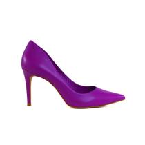 Scarpin Roxo Carrano Beatriz Couro Salto Médio Fino 8,7cm