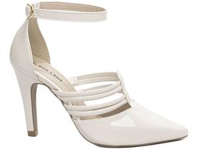 Scarpin Salto 9cm Luxo e Glamour Tiras em Branco Branco