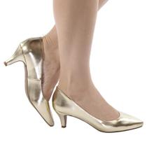 Scarpin Salto Alto Verniz Branco/Preto social e versátil