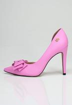 Scarpin Salto Alto Week Shoes Laço Rosa Corte Lateral