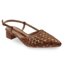 Scarpin Salto Baixo Confortável Jade Caramelo/Bronze Cultha - Scarpin Salto Baixo Confortável Jade Caramelo/Bronze Cultha -