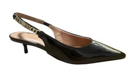 Scarpin Salto Baixo Preto Verniz Vizzano 1441107