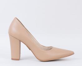 Scarpin Salto Bloco 10cm Couro Nude CBK Scarpin Salto Bloco 10cm Couro Nude CBK