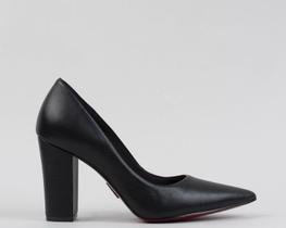 Scarpin Salto Bloco 10cm Couro Preto CBK Scarpin Salto Bloco 10cm Couro Preto CBK