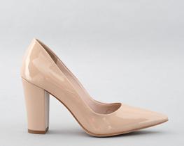 Scarpin Salto Bloco 10cm Verniz Nude CBK