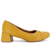 Scarpin Salto Bloco Amarelo Micro Ponto