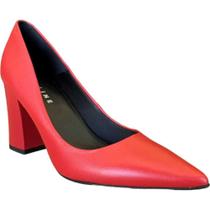 Scarpin Salto Bloco Couro Tendência Moda 2295.71575 Lia Line