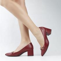 Scarpin Salto Bloco Enfeite Metal