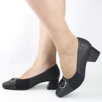 Scarpin Salto Bloco Fivela Couro Scarpin Salto Bloco Fivela Couro