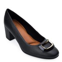 Scarpin salto bloco médio couro feminino usaflex Scarpin salto bloco médio couro feminino usaflex