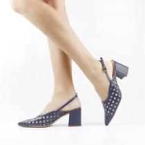 Scarpin Salto Bloco Slingback Scarpin Salto Bloco Slingback