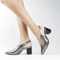 Scarpin Salto Bloco Slingback Scarpin Salto Bloco Slingback