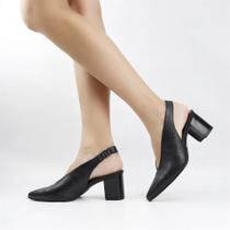 Scarpin Salto Bloco Slingback Couro Scarpin Salto Bloco Slingback Couro