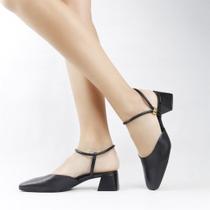 Scarpin Salto Bloco Slingback Couro Scarpin Salto Bloco Slingback Couro