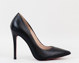 Scarpin Salto Fino 12cm Couro Preto CBK