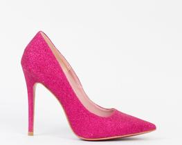 Scarpin Salto Fino 12cm Glitter Pink CBK