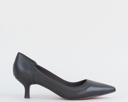 Scarpin Salto Fino 5cm Sola Vermelha Couro Dobra Preto CBK Scarpin Salto Fino 5cm Sola Vermelha Couro Dobra Preto CBK