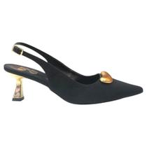Scarpin salto fino camurça preto updn 5838643 Scarpin salto fino camurça preto updn 5838643