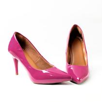 scarpin salto fino feminino verniz pink confort valle shoes