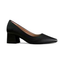 Scarpin Salto Grosso Baixo 5cm Bico Fino Fosco Comfort Feminino