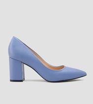 Scarpin Salto Grosso Couro Azul CBK