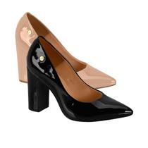 Scarpin Salto Grosso Feminino Bico Fino Vizzano