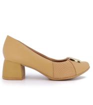 Scarpin Salto Usaflex Bloco Couro