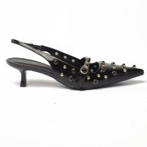 Scarpin Sapato Da Corte Salto Baixo Slingback Olho Gato