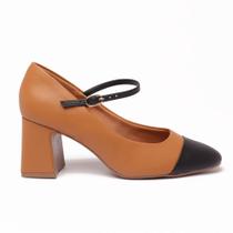 Scarpin Sapato da Corte Salto Bloco Bicolor Boneca