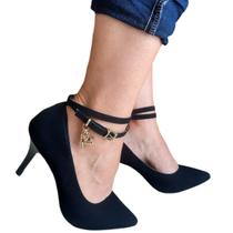 Scarpin Sapato Feminino Nobuck Salto Fino 8cm Pingente Luxo - Notável Store
