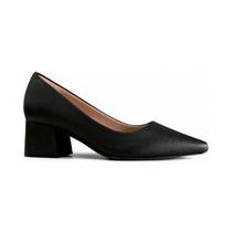 Scarpin Sapato Salto Bloco Baixo Bico Fino Fosco Comfort Feminino Scarpin Sapato Salto Bloco Baixo Bico Fino Fosco Comfort Feminino