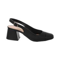 Scarpin Sapato Slingback Feminino Salto Grosso Bico Quadrado