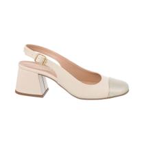 Scarpin Sapato Slingback Feminino Salto Grosso Bico Quadrado