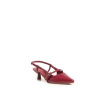 Scarpin Slingback Aberto Verniz Bordô Kitten Heel