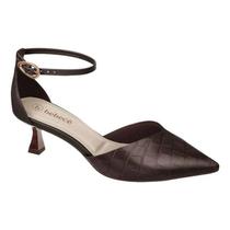 Scarpin Slingback Bebecê Canoinha Feminino - Marrom - 39