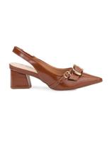 Scarpin Slingback Bebecê Dupla Fivela com Salto Bloco