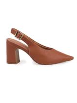 Scarpin Slingback Bebecê Salto Bloco com Fivela Lateral