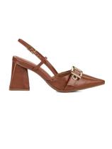 Scarpin Slingback Bebecê Salto Geométrico com Enfeite Maxi Fivela