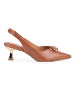 Scarpin Slingback Bebecê Salto Taça Bico Fino Com Pedraria