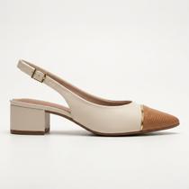 Scarpin Slingback Beira Rio Salto Baixo Branco Off