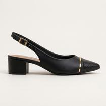 Scarpin Slingback Beira Rio Salto Baixo Preto