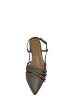 Scarpin Slingback Cinza em Couro Salto Bloco Scarpin Slingback Cinza em Couro Salto Bloco