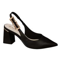 Scarpin Slingback Feminino Bebecê Salto Grosso Médio Original Lançamento